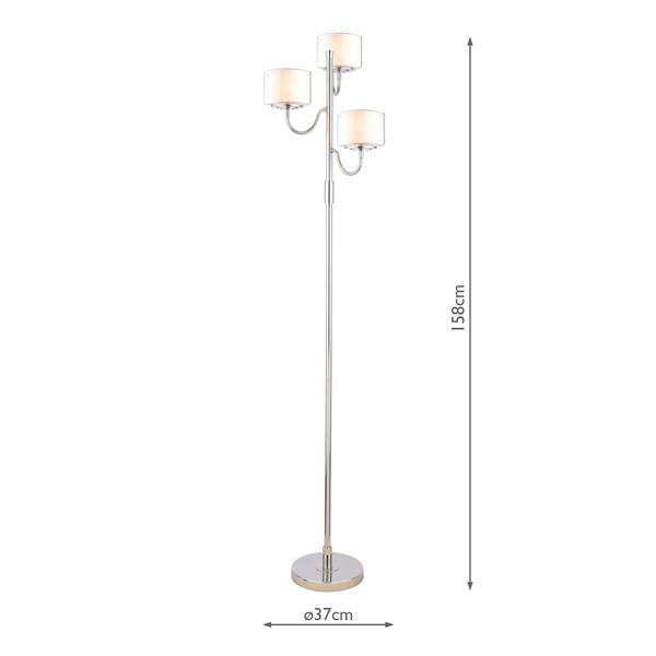 (image for) Laura Ashley Southwell 3 Light Floor Lamp Polished Nickel and Opal Glass